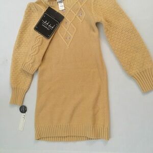 Girls' Knit Sweater Dress - Mustard Yellow NWT